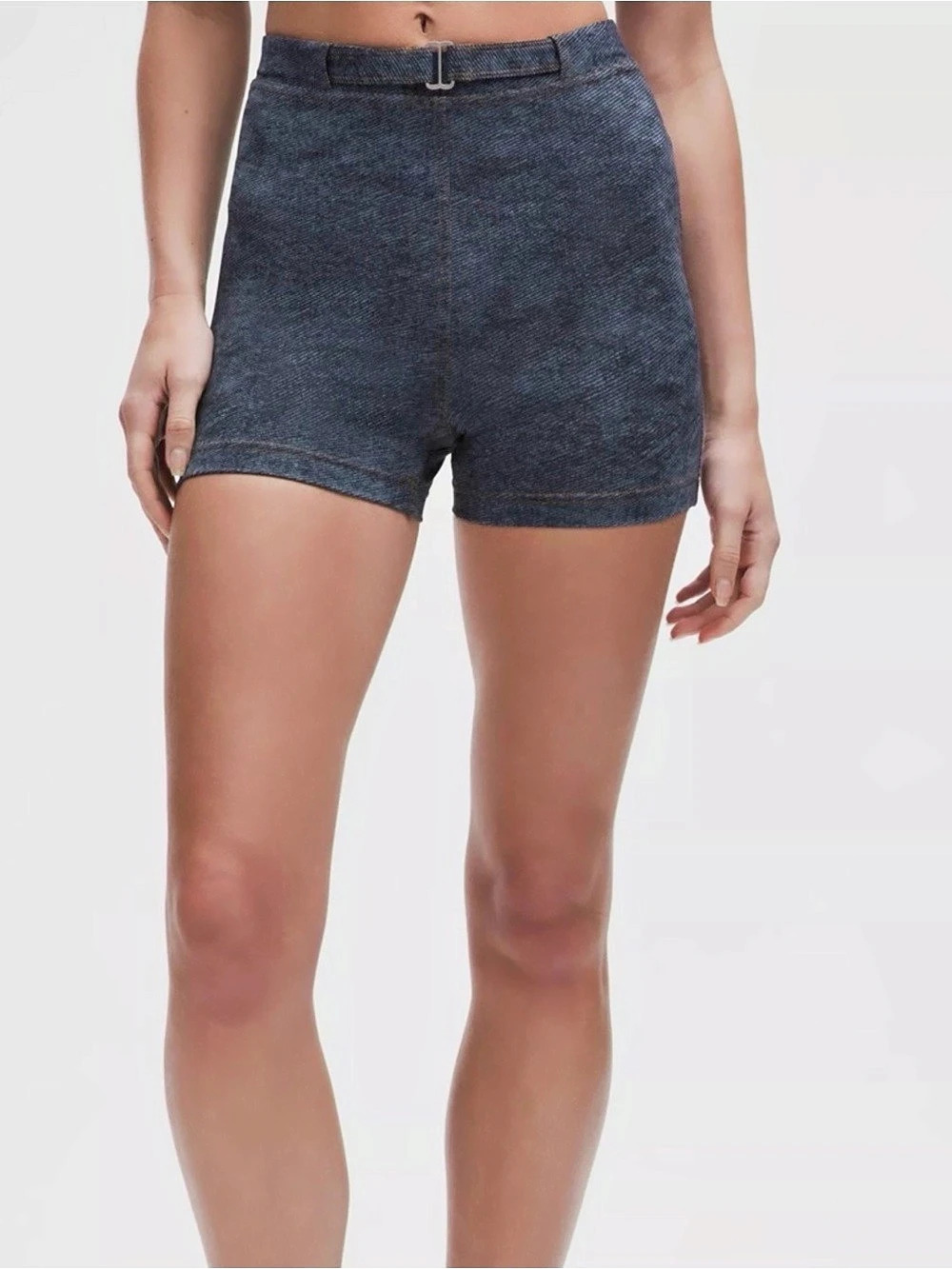 lululemon Everlux Denim-Print SHR Short 3” SOTM Blue Size 10 NWT